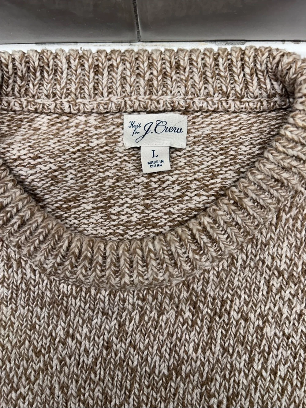 J. Crew Men's Marled Taupe Crewneck Sweater